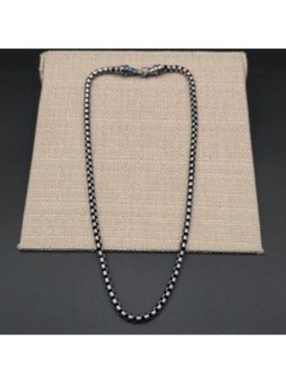24 Inch Two-Tone Stainless Steel Round Box Chain Necklace with Shackle Clasp B14